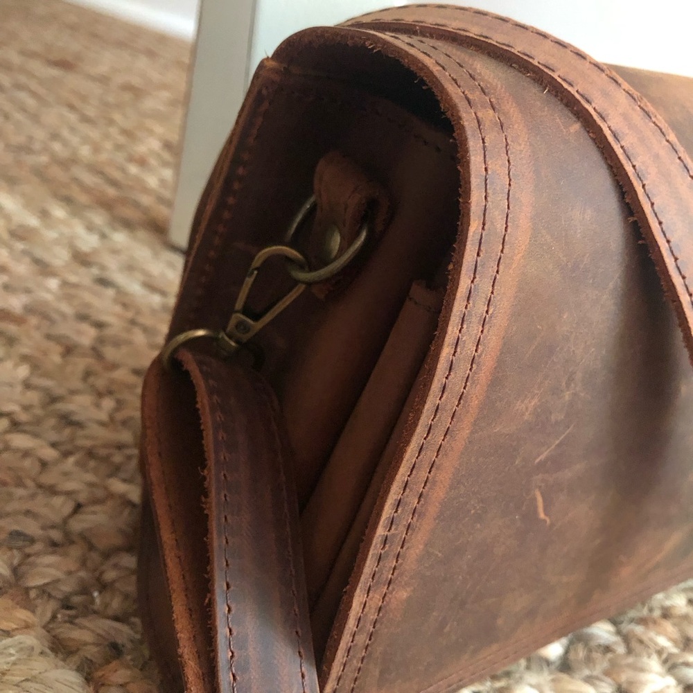Anthropologie Brown Leather Crossbody Bag - Picture 8 of 12